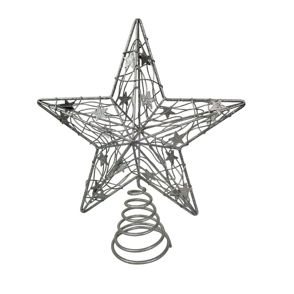 Silver Star‎ Christmas Tree Topper Holiday Ornament Decoration